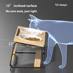 Ceramic Double Bowl Pet Water Feeding Bowl Protect Cervical Spine Cat Food Holder
