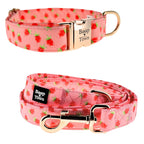 Boop Town Matching Dog Collar and Leash Set - Soft Cotton & Heavy Duty Nylon Core - Quick Release Metal Buckle - Aesthetic Adjustable Pet Accessories - Reduces Hair Matting - XS Small Medium Large XL Dogs