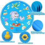 150cm Pet Play Water Spray Splash Mat Inflatable Sprinkler Cushion Pads Outdoor Garden Fountain Toy Tub Swimming Pool for Kids And Dog Portable Inflatable Water Toy Paddling Pools for Pets Inflatable Splash Sprinkler Pad