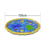 150cm Pet Play Water Spray Splash Mat Inflatable Sprinkler Cushion Pads Outdoor Garden Fountain Toy Tub Swimming Pool for Kids And Dog Portable Inflatable Water Toy Paddling Pools for Pets Inflatable Splash Sprinkler Pad