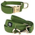 Boop Town Matching Dog Collar and Leash Set - Soft Cotton & Heavy Duty Nylon Core - Quick Release Metal Buckle - Aesthetic Adjustable Pet Accessories - Reduces Hair Matting - XS Small Medium Large XL Dogs