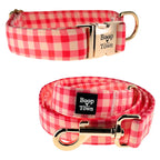 Boop Town Matching Dog Collar and Leash Set - Soft Cotton & Heavy Duty Nylon Core - Quick Release Metal Buckle - Aesthetic Adjustable Pet Accessories - Reduces Hair Matting - XS Small Medium Large XL Dogs
