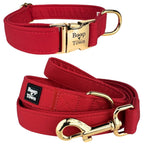 Boop Town Matching Dog Collar and Leash Set - Soft Cotton & Heavy Duty Nylon Core - Quick Release Metal Buckle - Aesthetic Adjustable Pet Accessories - Reduces Hair Matting - XS Small Medium Large XL Dogs