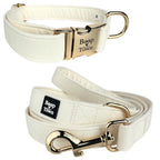 Boop Town Matching Dog Collar and Leash Set - Soft Cotton & Heavy Duty Nylon Core - Quick Release Metal Buckle - Aesthetic Adjustable Pet Accessories - Reduces Hair Matting - XS Small Medium Large XL Dogs