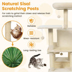 58" Multi-Level Cat Tree Soft Plush Cat Tower with Padded Top Perch