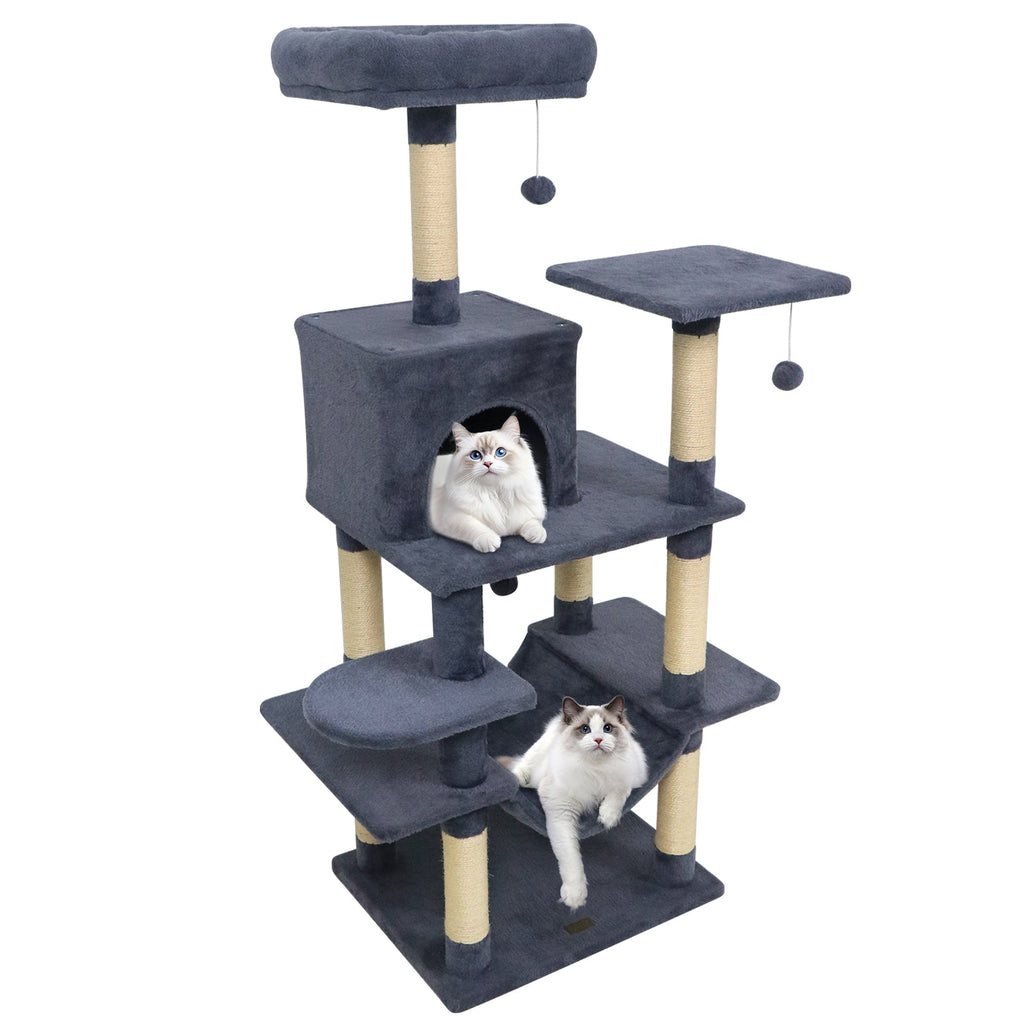 58" Multi-Level Cat Tree Soft Plush Cat Tower with Padded Top Perch