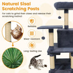 58" Multi-Level Cat Tree Soft Plush Cat Tower with Padded Top Perch