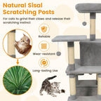 58" Multi-Level Cat Tree Soft Plush Cat Tower with Padded Top Perch