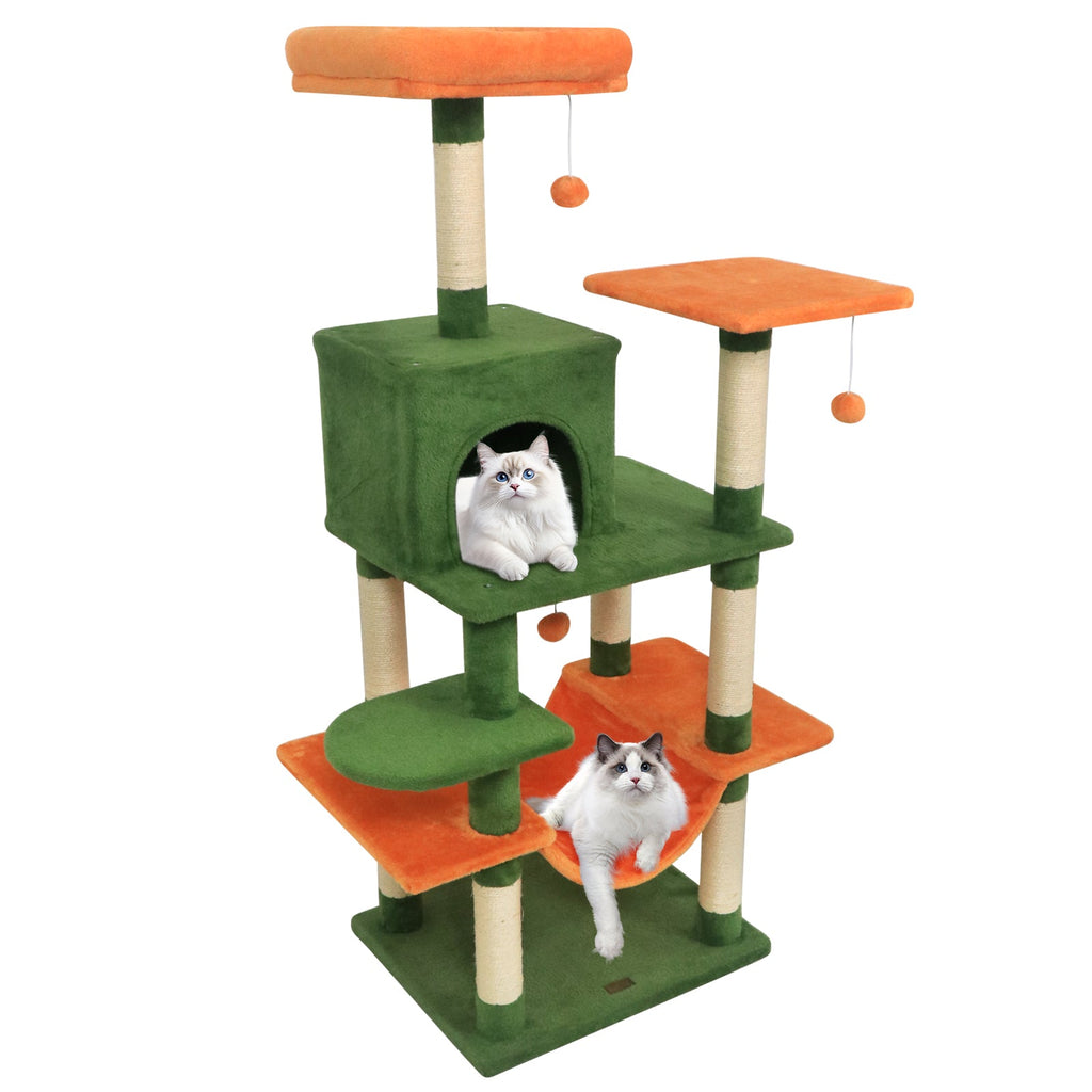58" Multi-Level Cat Tree Soft Plush Cat Tower with Padded Top Perch
