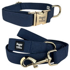 Boop Town Matching Dog Collar and Leash Set - Soft Cotton & Heavy Duty Nylon Core - Quick Release Metal Buckle - Aesthetic Adjustable Pet Accessories - Reduces Hair Matting - XS Small Medium Large XL Dogs