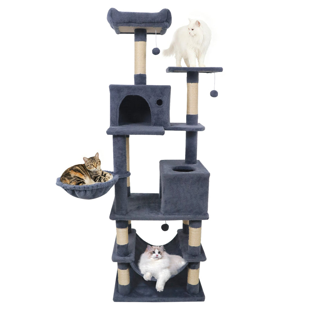 66 Inch Tall Cat Tree Multi-Level Cat Tower with 2 Condos Sisal Scratching Posts