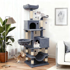 66 Inch Tall Cat Tree Multi-Level Cat Tower with 2 Condos Sisal Scratching Posts