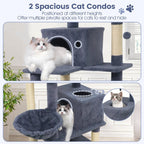 66 Inch Tall Cat Tree Multi-Level Cat Tower with 2 Condos Sisal Scratching Posts