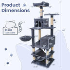 66 Inch Tall Cat Tree Multi-Level Cat Tower with 2 Condos Sisal Scratching Posts