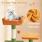 66 Inch Tall Cat Tree Multi-Level Cat Tower with 2 Condos Sisal Scratching Posts