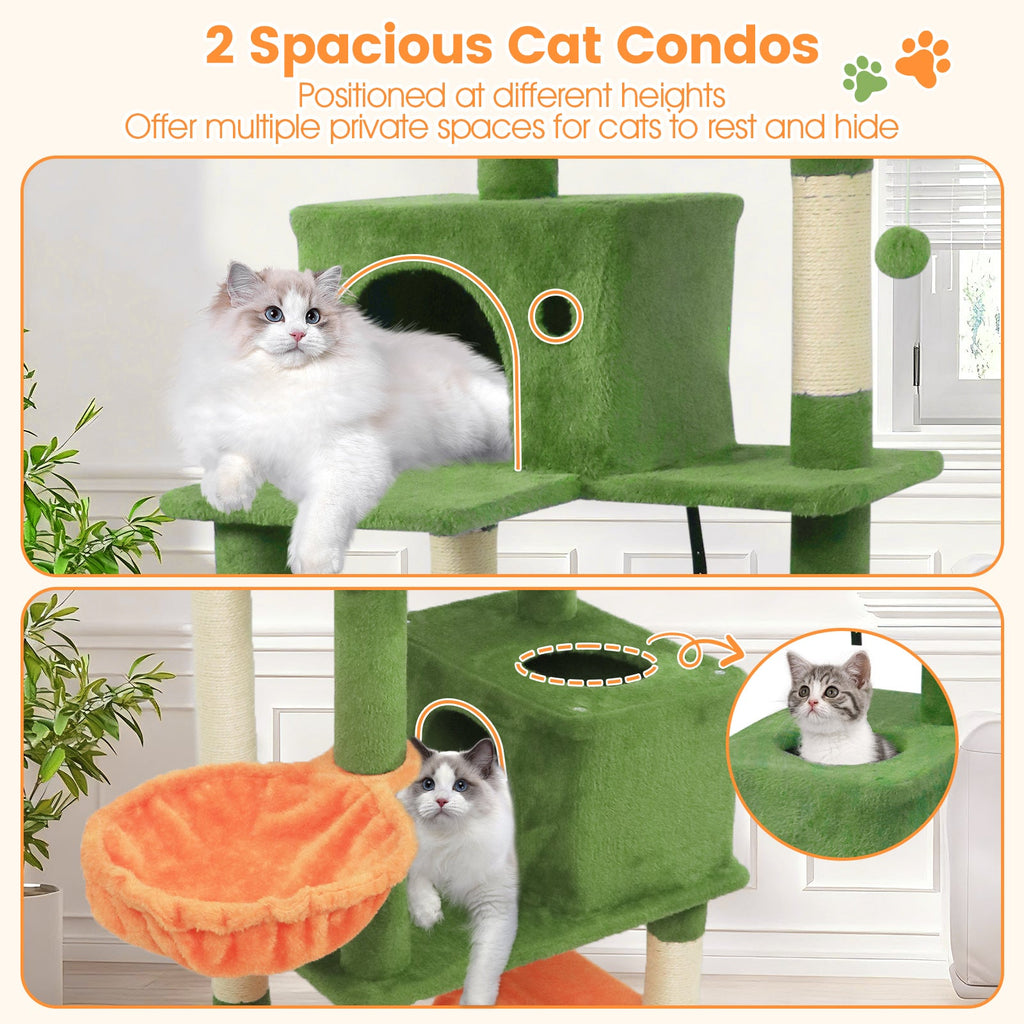 66 Inch Tall Cat Tree Multi-Level Cat Tower with 2 Condos Sisal Scratching Posts