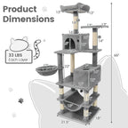 66 Inch Tall Cat Tree Multi-Level Cat Tower with 2 Condos Sisal Scratching Posts