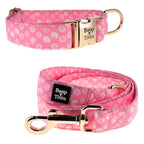 Boop Town Matching Dog Collar and Leash Set - Soft Cotton & Heavy Duty Nylon Core - Quick Release Metal Buckle - Aesthetic Adjustable Pet Accessories - Reduces Hair Matting - XS Small Medium Large XL Dogs