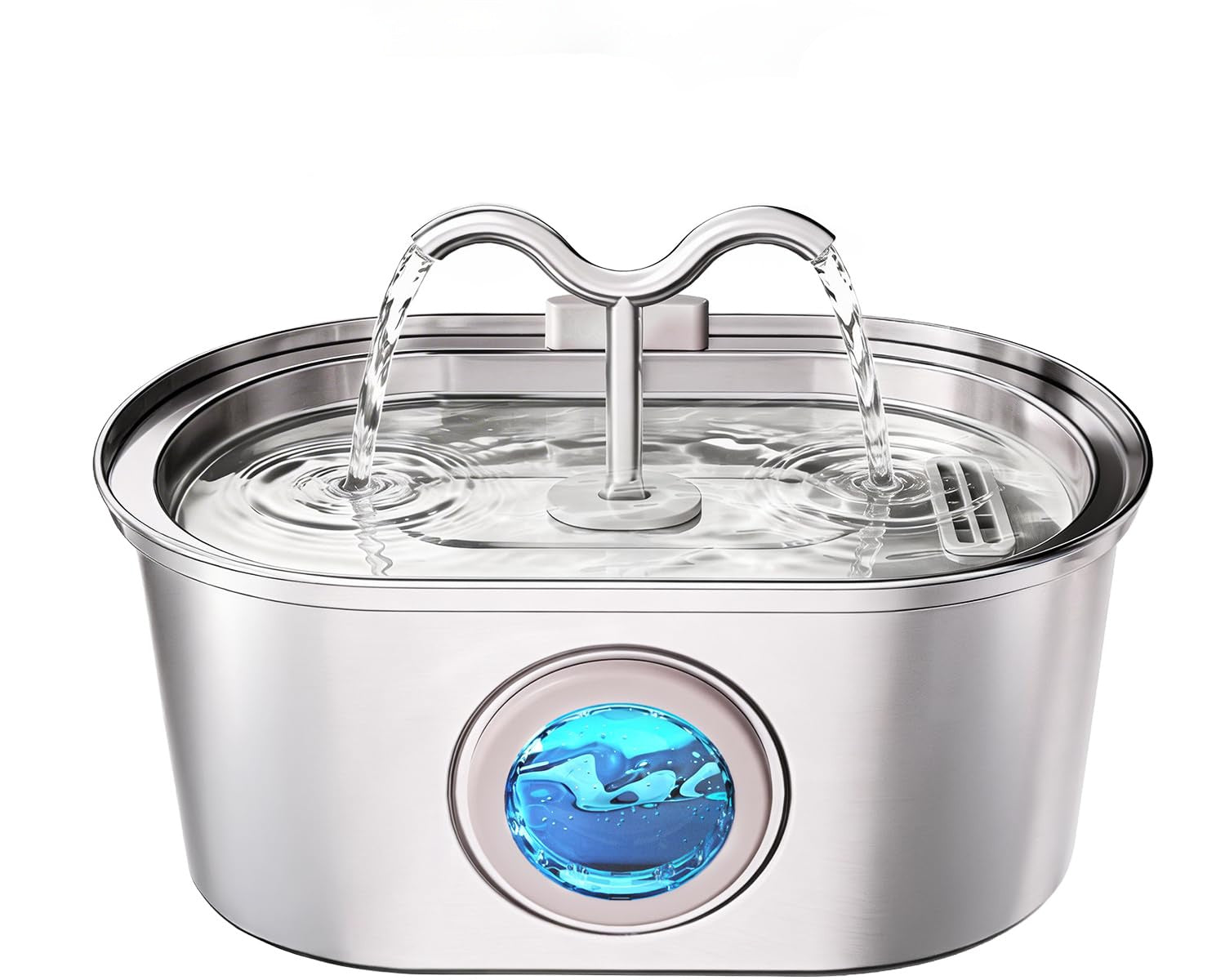 Stainless Steel Cat Water Fountain, 108oz-3.2L Pet Water Fountain For Cats Indoor, With Dual Spouts For Multiple Cats, Ultra-Quiet Automatic Dog Water Dispenser