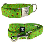 Boop Town Matching Dog Collar and Leash Set - Soft Cotton & Heavy Duty Nylon Core - Quick Release Metal Buckle - Aesthetic Adjustable Pet Accessories - Reduces Hair Matting - XS Small Medium Large XL Dogs
