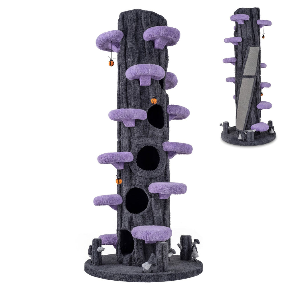 90.5 Inch Tall Multifunctional Cat Tree with Private Condos for Indoor Cats-Brown