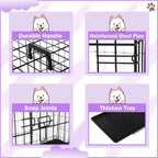 42 Inch Dog Crate, Double Door Folding Metal Wire Dog Cage with Divider and Tray, Pet Kennel Cage for Large Medium Small Dogs, L