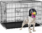 42 Inch Dog Crate, Double Door Folding Metal Wire Dog Cage with Divider and Tray, Pet Kennel Cage for Large Medium Small Dogs, L