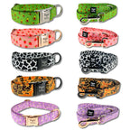 Boop Town Matching Dog Collar and Leash Set - Soft Cotton & Heavy Duty Nylon Core - Quick Release Metal Buckle - Aesthetic Adjustable Pet Accessories - Reduces Hair Matting - XS Small Medium Large XL Dogs