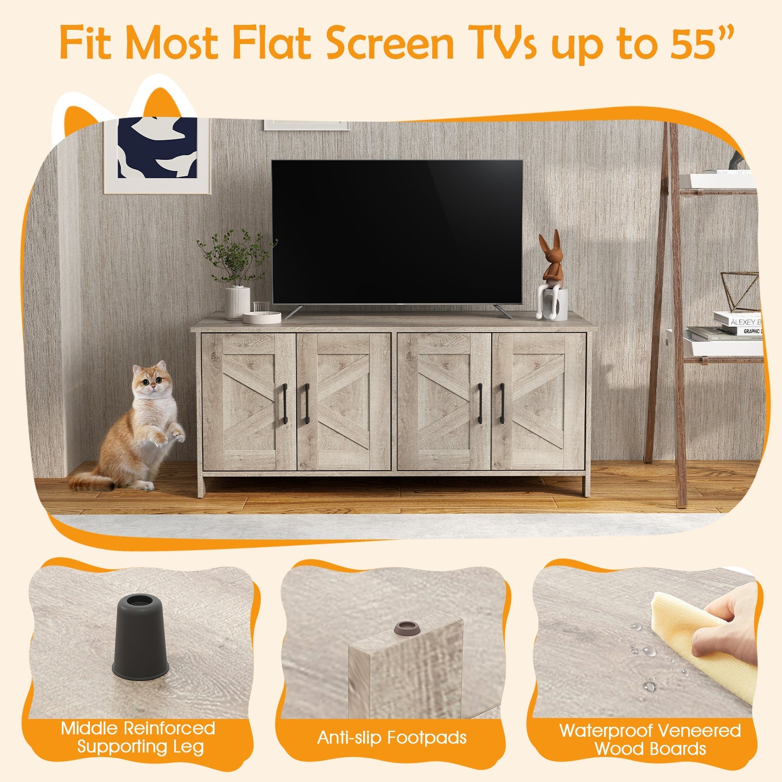 Cat Litter Box Enclosure for 2 Cats Modern Kitty Litter Box Furniture Hidden