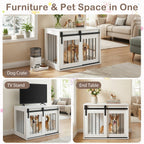 Dog Crate Furniture Heavy Duty Dog Kennel with Sliding Barn Door