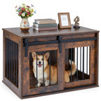 Dog Crate Furniture Heavy Duty Dog Kennel with Sliding Barn Door