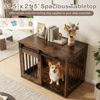 Dog Crate Furniture Heavy Duty Dog Kennel with Sliding Barn Door