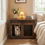 Dog Crate Furniture Heavy Duty Dog Kennel with Sliding Barn Door