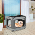 Portable Folding Dog Soft Crate Cat Carrier with 4 Lockable Wheels