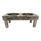 Huntley Pet Berjen Table Elevated Double Bowl Pet Feeder, White Wash