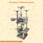 Large Cat Tree for Indoor Cats 63" Tall Cat Tower