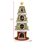 Large Christmas Cat Tree for Indoor Cats 61 Inch Cute Cat Tower with 4 Condos-Green