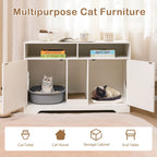 43 Inches Cat Litter Box Enclosure with Storage and Double Rooms-White