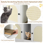 43 Inches Cat Litter Box Enclosure with Storage and Double Rooms-White