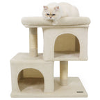Modern Cat Tree Space-saving Cat Tower with Upholstered Perch and 2 Cat Condos