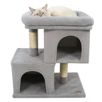 Modern Cat Tree Space-saving Cat Tower with Upholstered Perch and 2 Cat Condos