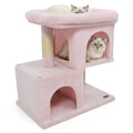 Modern Cat Tree Space-saving Cat Tower with Upholstered Perch and 2 Cat Condos