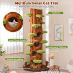 90.5 Inch Tall Multifunctional Cat Tree with Private Condos for Indoor Cats-Brown