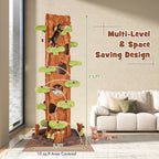 90.5 Inch Tall Multifunctional Cat Tree with Private Condos for Indoor Cats-Brown
