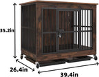 Wooden Dog Crate with Wheels Furniture, for Indoor, for All Dogs, Decorative Side End Table Multiple Units Can be Combined