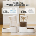 Automatic Pet Feeder And Water Dispenser Set Stainless Steel Bowls
