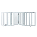 Free Standing Dog Gate, 24" H x 80.3" W Freestanding Pet Gate, 4 Panels Foldable Dog Gate for Wide and Narrow Passageways, Expandable Dog Barrier with Silent Foot Support for Indoor, White