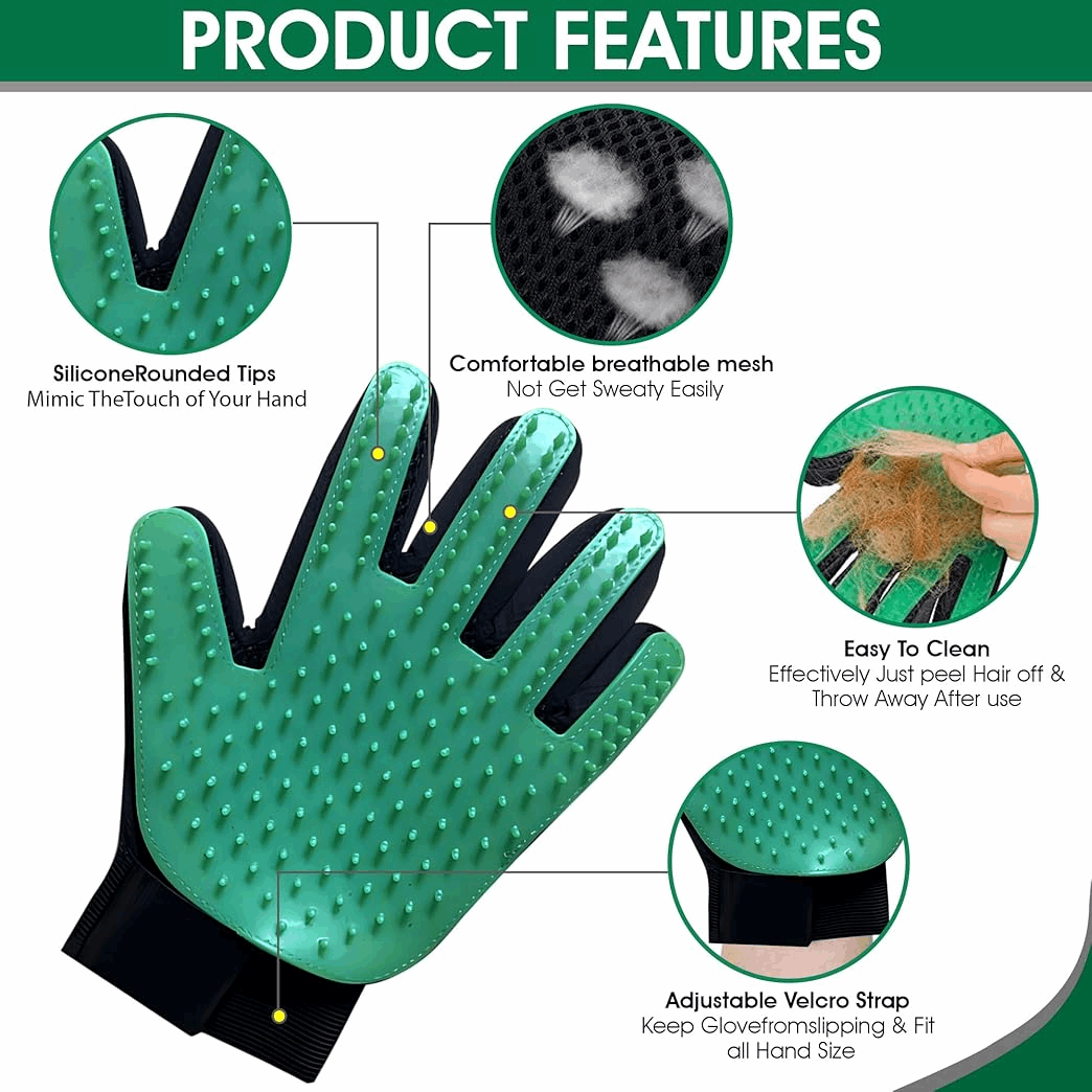 Silicone Pet Grooming Gloves – Deshedding & Massage