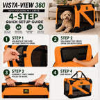 Pet Life ® '360° Vista View' Zippered Soft Folding Collapsible Durable Metal Framed Pet Dog Crate House Carrier