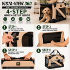 Pet Life ® '360° Vista View' Zippered Soft Folding Collapsible Durable Metal Framed Pet Dog Crate House Carrier